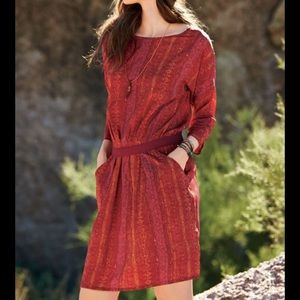 Boho Blouson Rust Red Blouson 100% Silk Dress